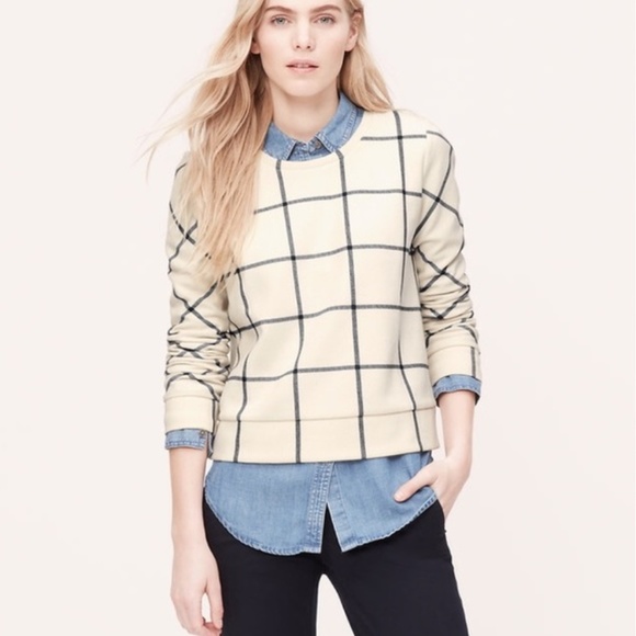 Ivory & Black Grid Print Sweatshirt - Picture 1 of 2